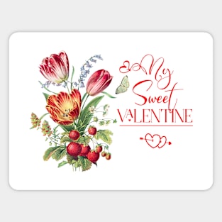 Sweet Floral Valentine with Strawberries Magnet